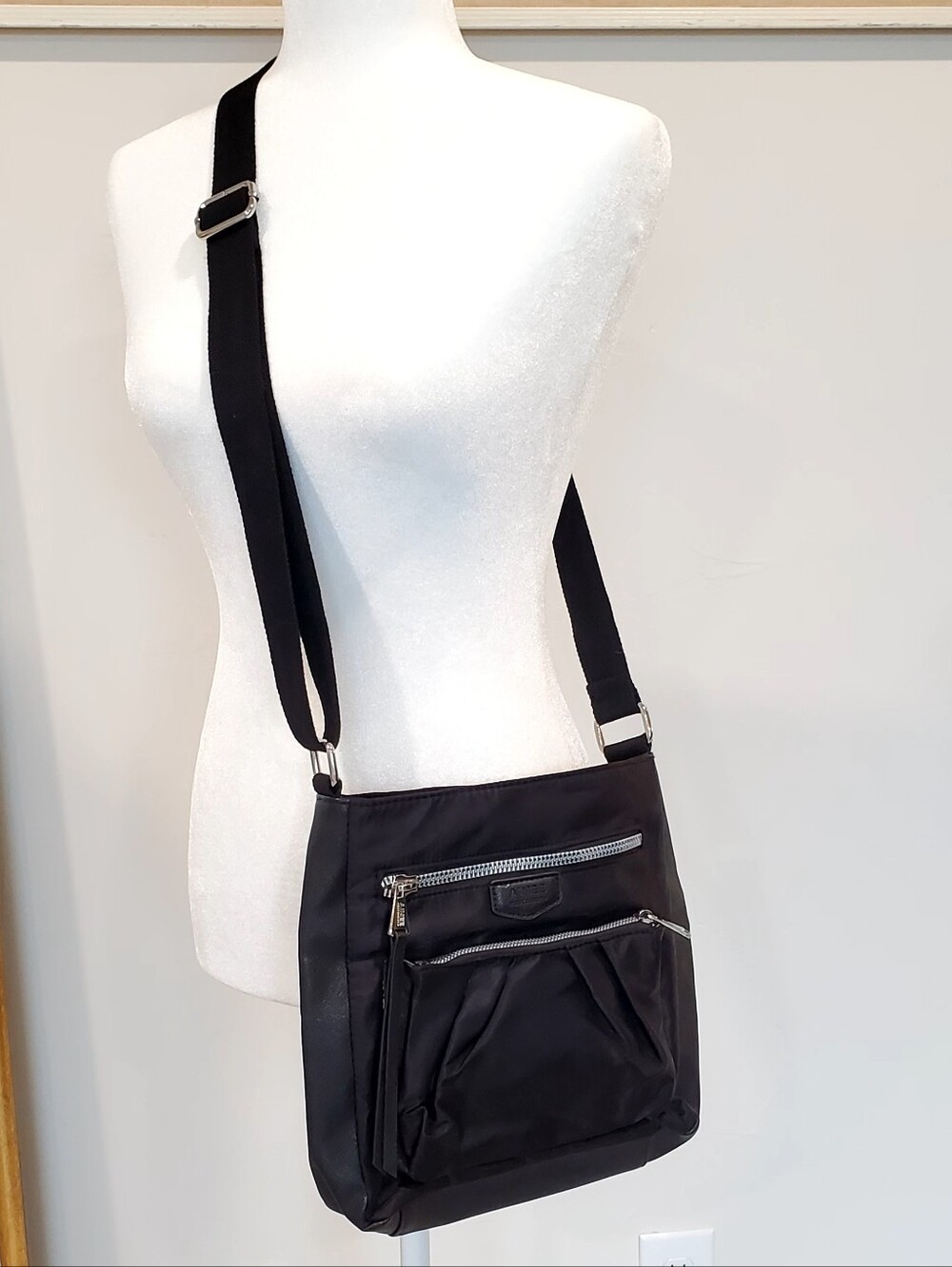 Aimee Kestenberg Black Crossbody Bag with Silver Hardware